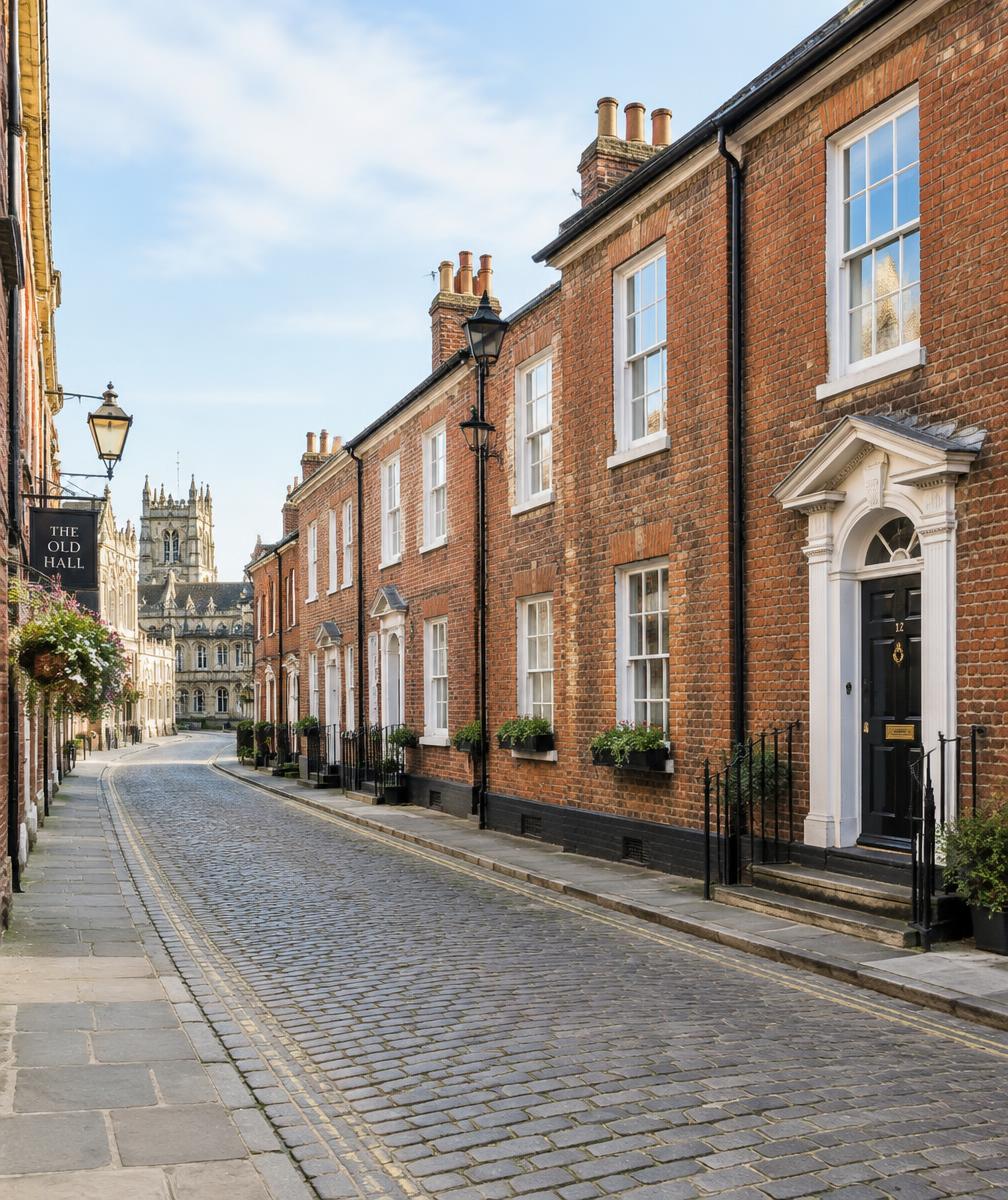 A cobbled Georgian street in Hull's old town